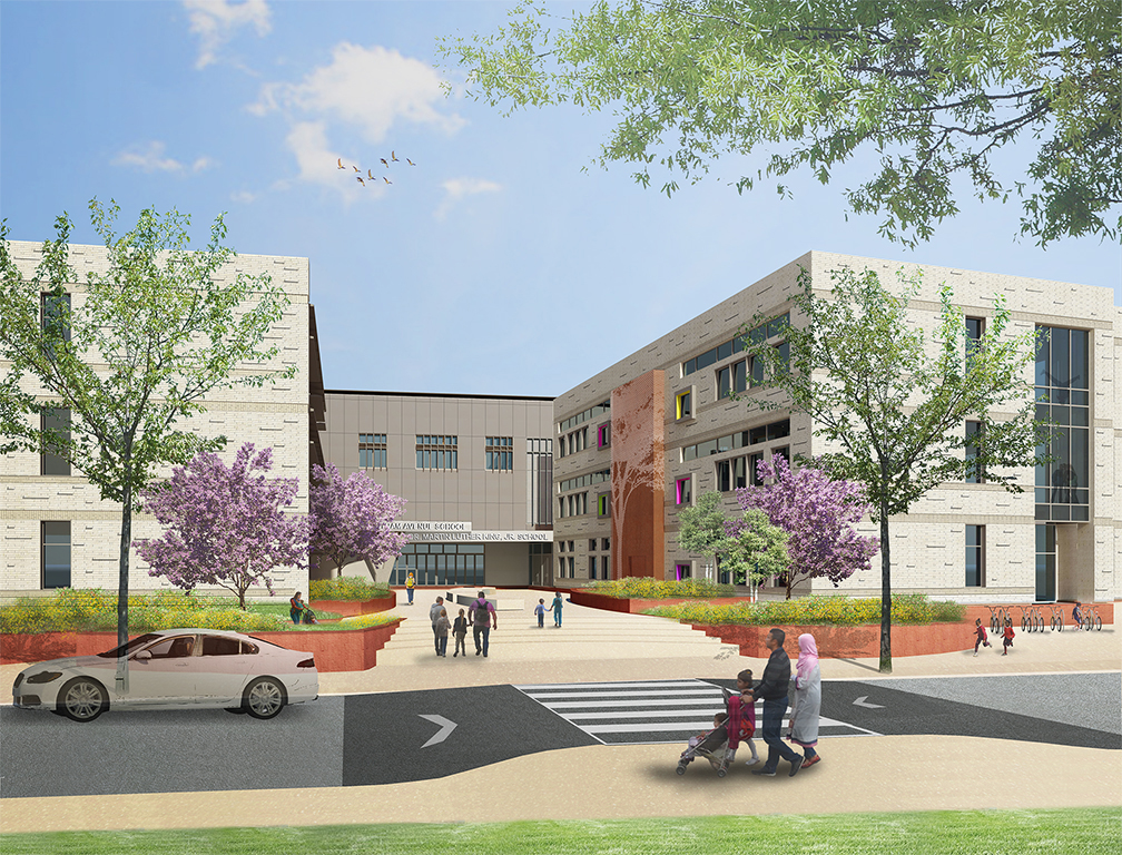 Topping Out at the New Martin Luther King Jr. School in Cambridge, Massachusetts